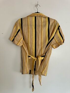 Zara Yellow Black Striped Button-Down Shirt